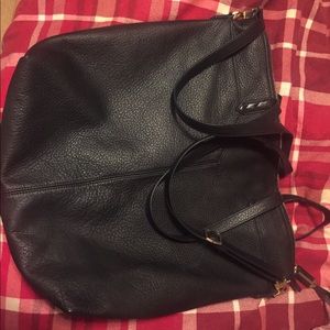 Covet by Stella & Dot black leather tote